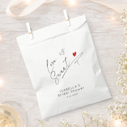 ミニマモダンリスト愛は甘いブライダルシャワー フェイバーバッグ (クリップ留めされた状態)