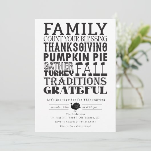 ミニマモダンリスト感謝祭招待状 招待状 (スタンド正面)