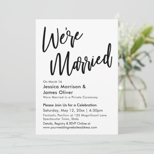 ミニマモダンリスト我々は黒と白結婚したである 招待状 (スタンド正面)