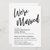 ミニマモダンリスト我々は黒と白結婚したである 招待状 (正面/裏面)