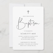 ミニマモダンリスト手書きスクリプトバプテスマ 招待状 (正面)