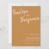 ミニマモダンリスト手書きマスタード結婚ボホ 招待状 (正面)