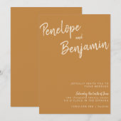 ミニマモダンリスト手書きマスタード結婚ボホ 招待状 (正面/裏面)