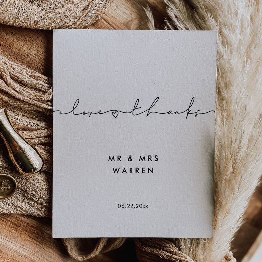 ミニマモダンリスト手書き愛感謝していとカード サンキューカード