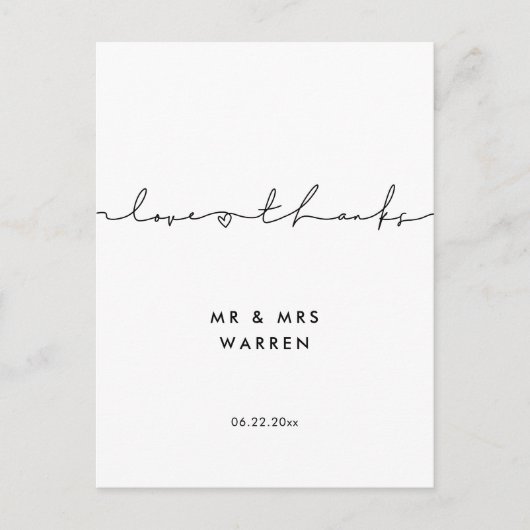 ミニマモダンリスト手書き愛感謝してい& ポストカード (正面)