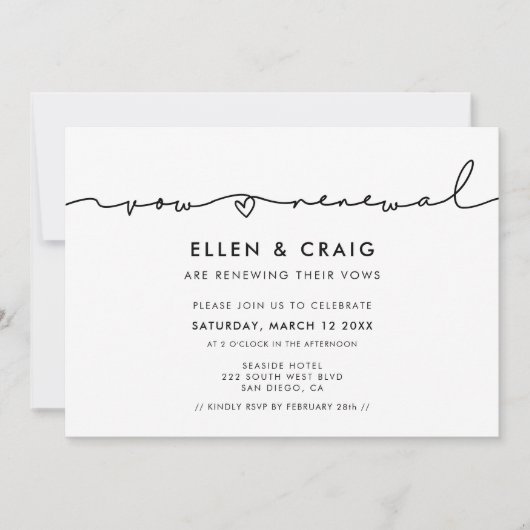 ミニマモダンリスト手書き誓願の更新 招待状 (正面)