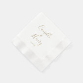 ミニマモダンリスト手書き金ゴールドエレガントな結婚式 縁ありカクテルナプキン (角)