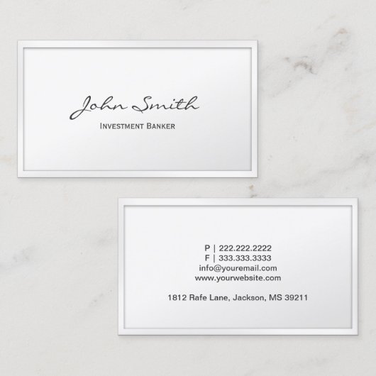 ミニマモダンリスト投資銀行の枠組み 名刺 (正面/裏面)