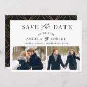 ミニマモダンリスト抽象芸術ブラシストローク2写真 セーブザデート (正面/裏面)