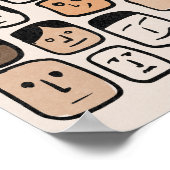 ミニマモダンリスト抽象芸術ライン顔アート ポスター (角)