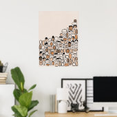 ミニマモダンリスト抽象芸術ライン顔アート ポスター (ホームオフィス)