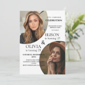 ミニマモダンリスト招待状2枚フォトダブル誕生日 招待状 (スタンド正面)