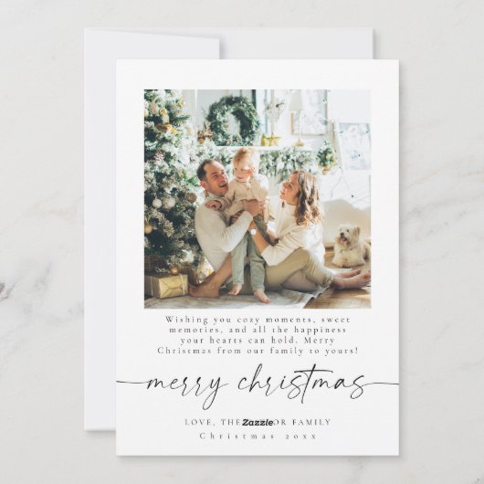 ミニマモダンリスト数々のフォトクリスマスカード シーズンカード (裏面)