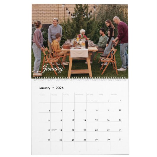 ミニマモダンリスト数々のフォトファミリーの記憶 カレンダー (1月 2026)