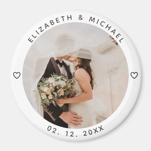 ミニマモダンリスト新し結婚い写真結婚式の引き出物 マグネット (正面)