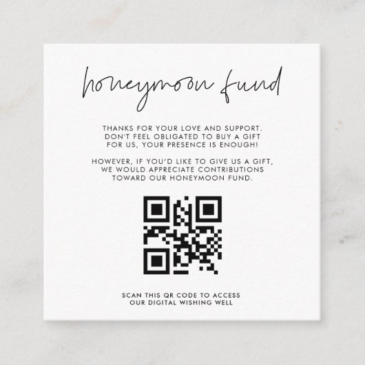 ミニマモダンリスト新婚旅行ファンドQRコード エンクロージャーカード (正面)