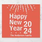 ミニマモダンリスト新年のパーティーピンク スパークリングワインラベル (シングルラベル)