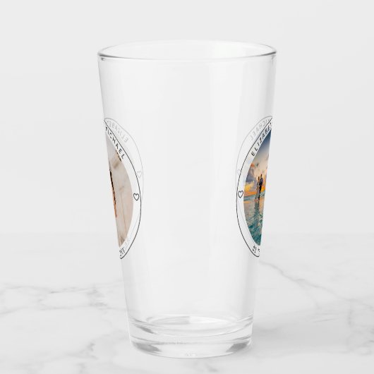 ミニマモダンリスト新結婚規のカップルの結婚写真 タンブラーグラス (左)