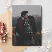 ミニマモダンリスト日付のフォトカードを保存 サンキューカード