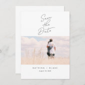 ミニマモダンリスト日付のフォトカードを保存 招待状 (正面/裏面)