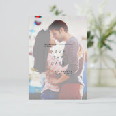 ミニマモダンリスト日付写真を保存 |白 サンキューカード (スタンド正面)