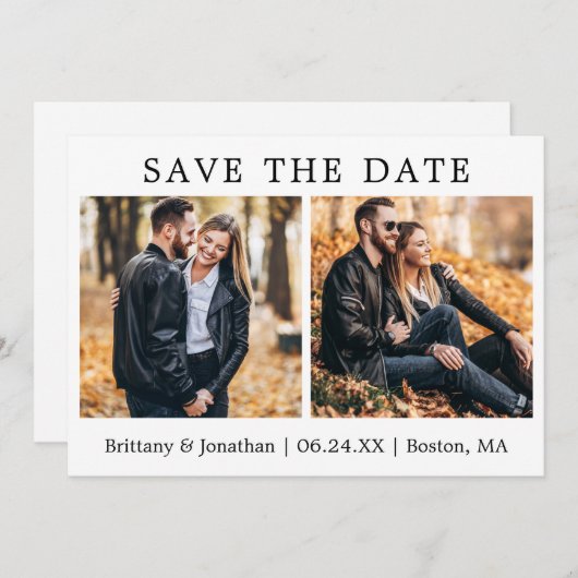 ミニマモダンリスト日付2のフォトカードを保存 セーブザデート (正面/裏面)