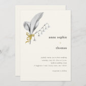 ミニマモダンリスト春リリー・オブ・バ結婚レー 招待状 (正面/裏面)