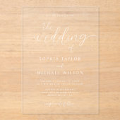 ミニマモダンリスト書ホワ結婚イト アクリル招待状 (正面)