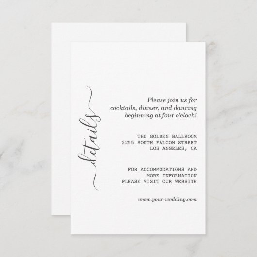 ミニマモダンリスト書結婚道の詳細 エンクロージャーカード (正面/裏面)