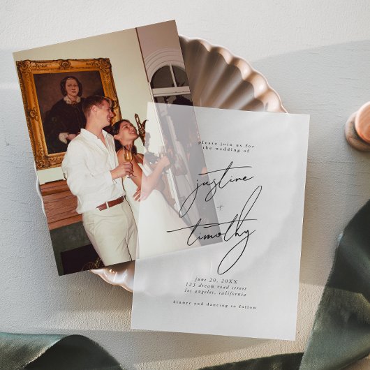 ミニマモダンリスト書結婚道 ベラム紙招待状