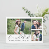 ミニマモダンリスト書道の愛3結婚写真 サンキューカード (スタンド正面)