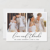ミニマモダンリスト書道の愛3結婚写真 サンキューカード (正面)