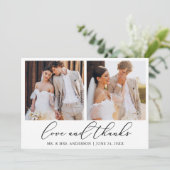 ミニマモダンリスト書道の愛3結婚写真 サンキューカード (スタンド正面)