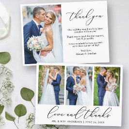 ミニマモダンリスト書道の愛4写真結婚 サンキューカード