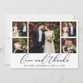 ミニマモダンリスト書道の愛6写真結婚 サンキューカード (正面)