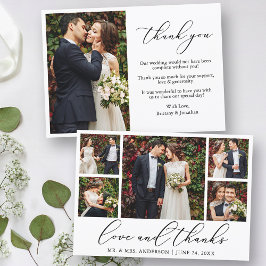 ミニマモダンリスト書道の愛6写真結婚 サンキューカード