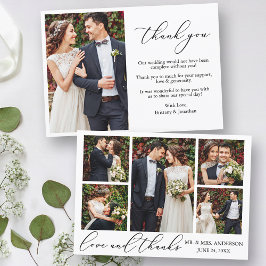 ミニマモダンリスト書道の愛6写真結婚 サンキューカード