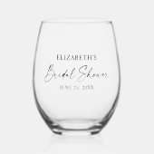 ミニマモダンリスト書道インクブライダルシャワー ステムなしワイングラス (正面)