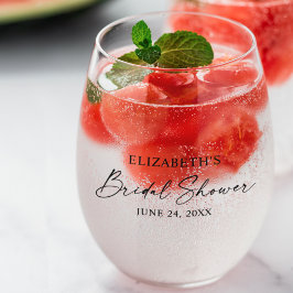 ミニマモダンリスト書道インクブライダルシャワー ステムなしワイングラス