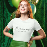 ミニマモダンリスト書道インクブリーズメイド名 Tシャツ<br><div class="desc">ミニマモダンリストで書きインクスエレガントクリプトBridesmaid名Tシャツ – 白黒</div>