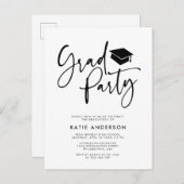 ミニマモダンリスト書道グラッドパーティー写真 インビテーションポストカード (正面/裏面)