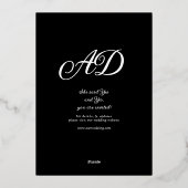 ミニマモダンリスト書道ハートブラック&金ゴールド 箔招待状 (裏面)