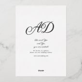 ミニマモダンリスト書道ハートホワイト&金ゴールド 箔招待状 (裏面)