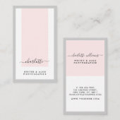 ミニマモダンリスト書道ピンク&グレー縦書き 名刺 (正面/裏面)