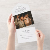 ミニマモダンリスト書道フォトウェディングRsvp オールインワン招待状 (貼ってはがせる)