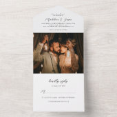 ミニマモダンリスト書道フォトウェディングRsvp オールインワン招待状 (内側)