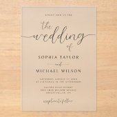 ミニマモダンリスト書道白黒結婚ズ アクリル招待状 (正面)