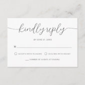 ミニマモダンリスト書道白黒結婚ズ 出欠カード (正面)