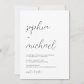 ミニマモダンリスト書道白黒結婚ズ 招待状 (正面)