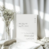 ミニマモダンリスト書道白黒結婚ズ 招待状